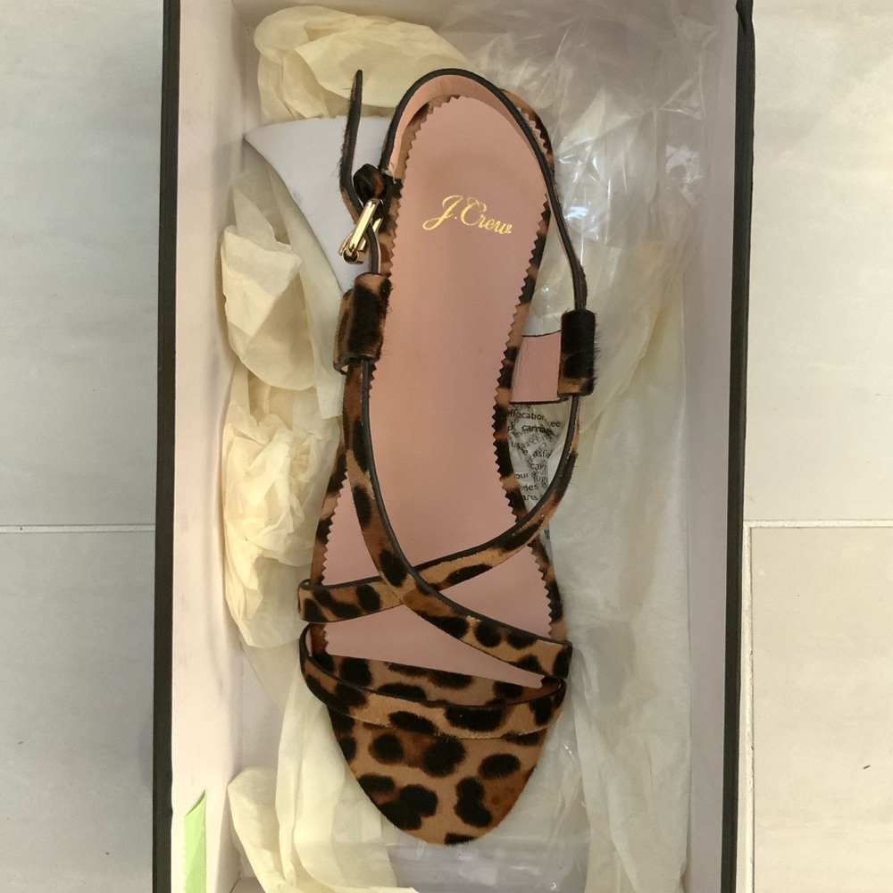 J. Crew Haircalf Cross Strap Buckle Sandal